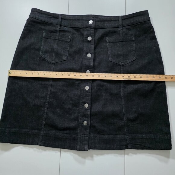 Chaps Denim Skirt Womens 20W Black Button Front Pockets Stretch Grunge Plus Size - Picture 7 of 15